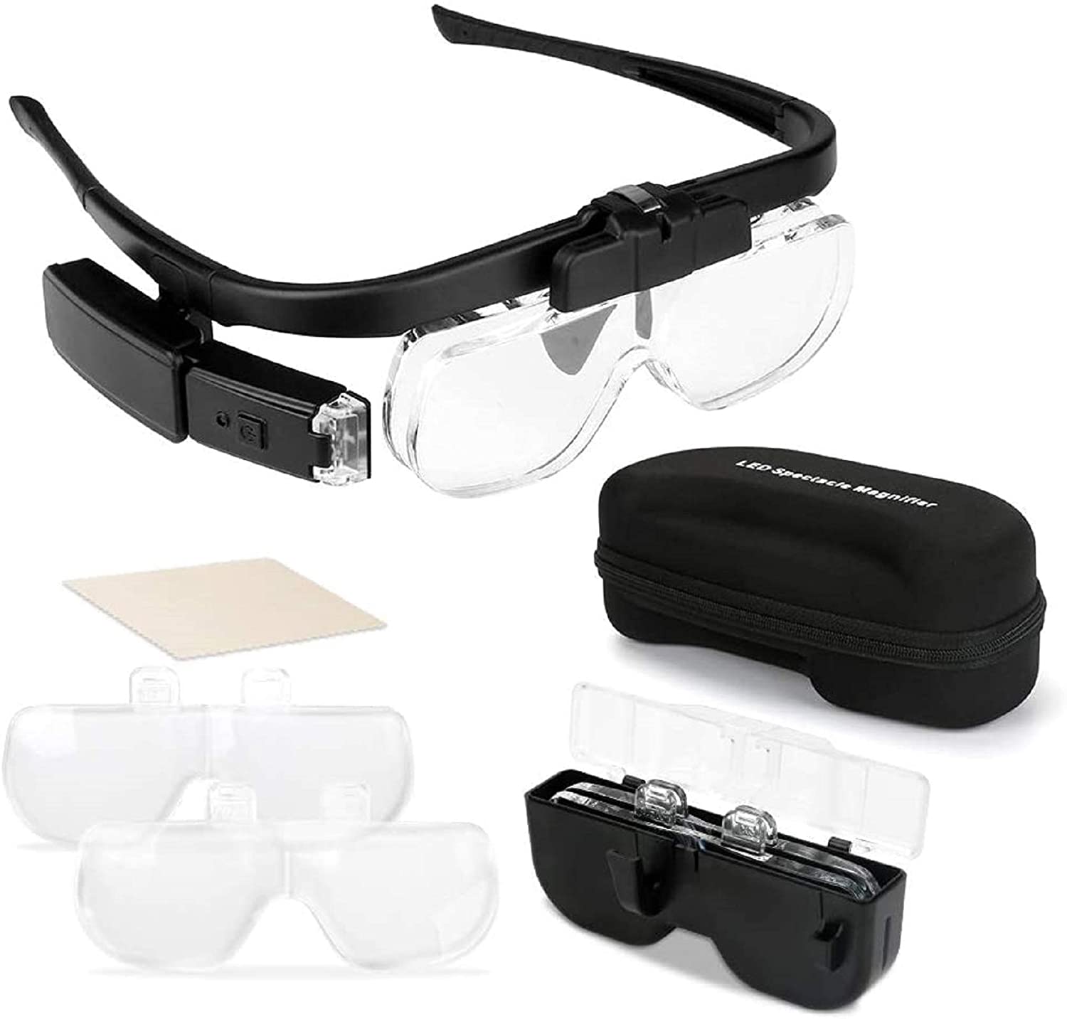 Electronics Repair Glasses - Lupa lupa 1.5x/2x/ 2.5x/3.5x/4x/4.5x usb recarregável