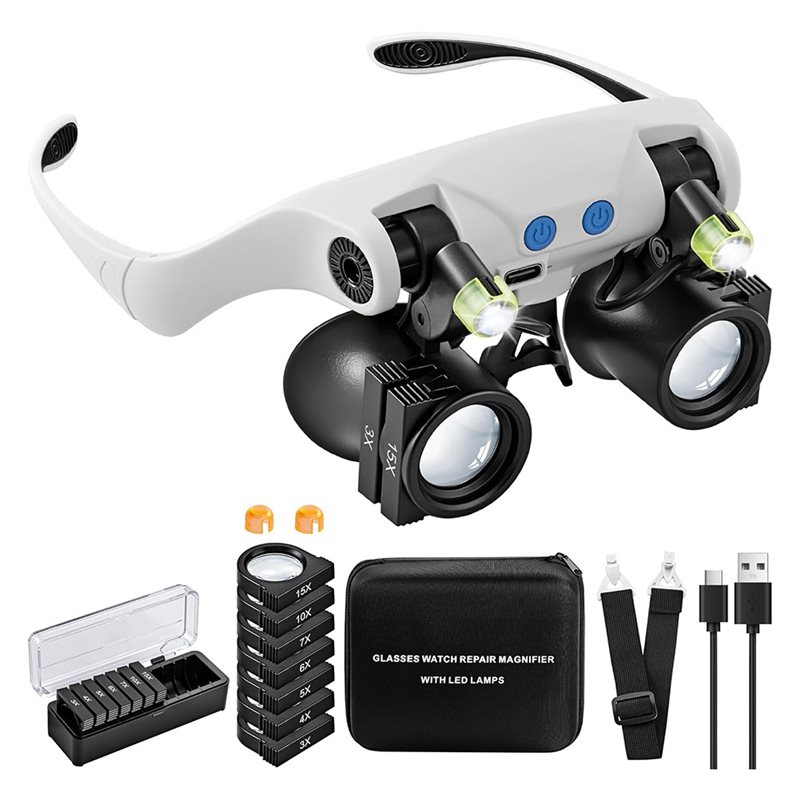 Electronics Repair Glasses - Lupas com luz ABUP-LED, lupa mãos