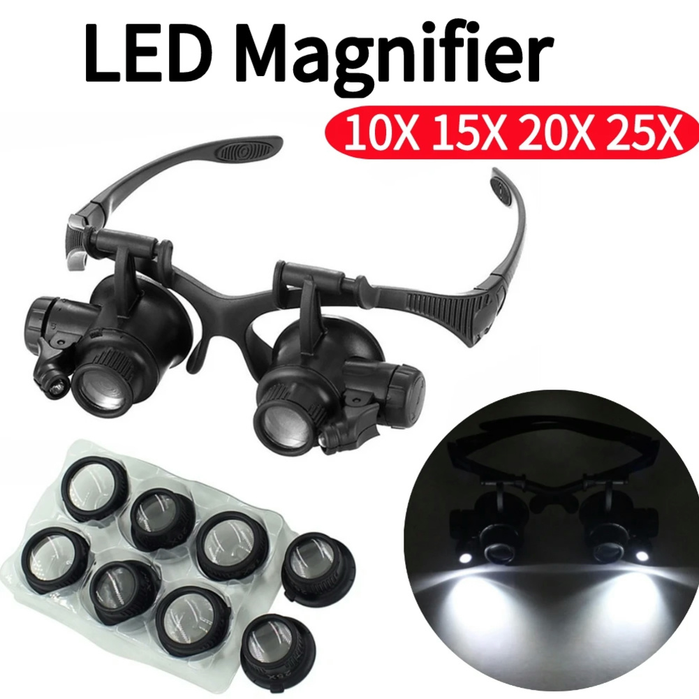 Óculos de Aumento LED 10X/15X/ - Electronics Repair Glasses avaliação e preço