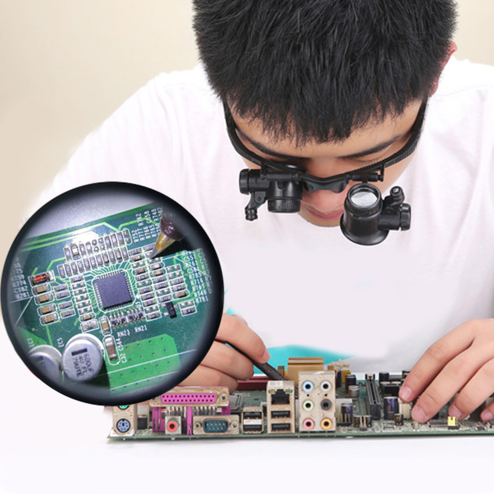 Óculos de Aumento LED 10X/15X/ - Electronics Repair Glasses avaliação e preço