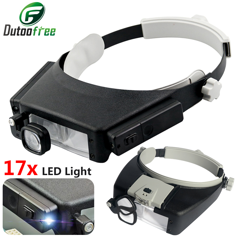 Nova bandana lupa luzes led lu - Electronics Repair Glasses avaliação e preço
